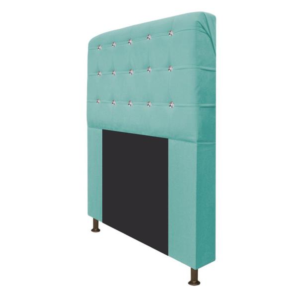 Imagem de Cabeceira Estofada Dama 90 cm Solteiro Com Strass  Suede Azul Tiffany - Doce Sonho Móveis