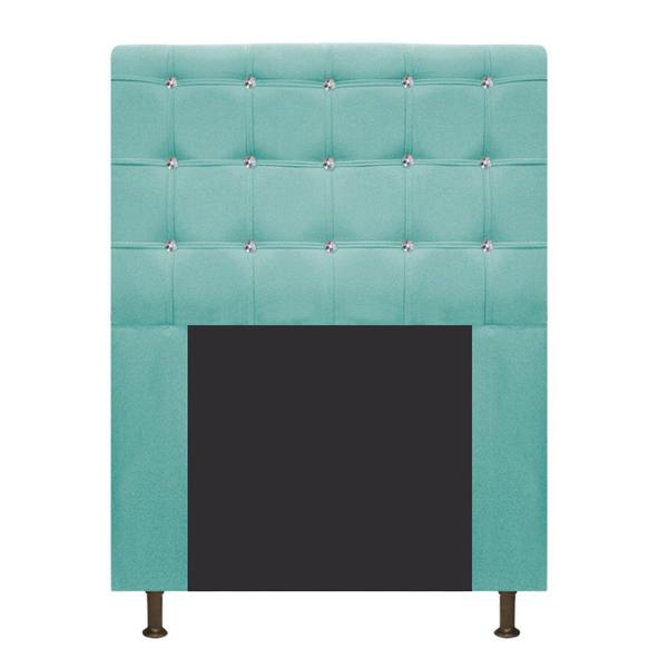 Imagem de Cabeceira Estofada Dama 90 cm Solteiro Com Strass  Suede Azul Tiffany - Doce Sonho Móveis