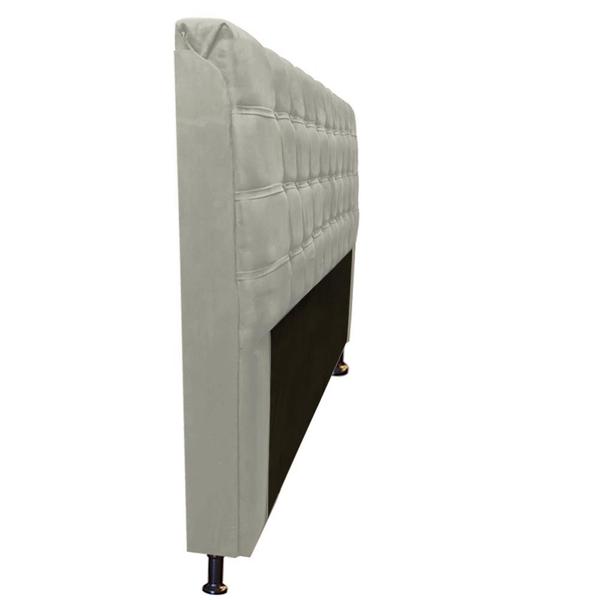 Imagem de Cabeceira Estofada Dama Botonê para Cama Box 140cm Casal Suede Bege