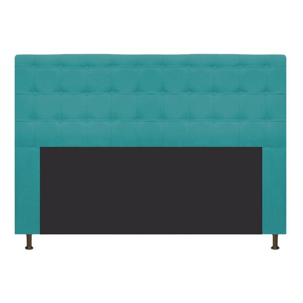 Imagem de Cabeceira Estofada Dama Capitonê 160 cm para Cama Box Queen Suede Azul Turquesa para Quarto - AM Decor