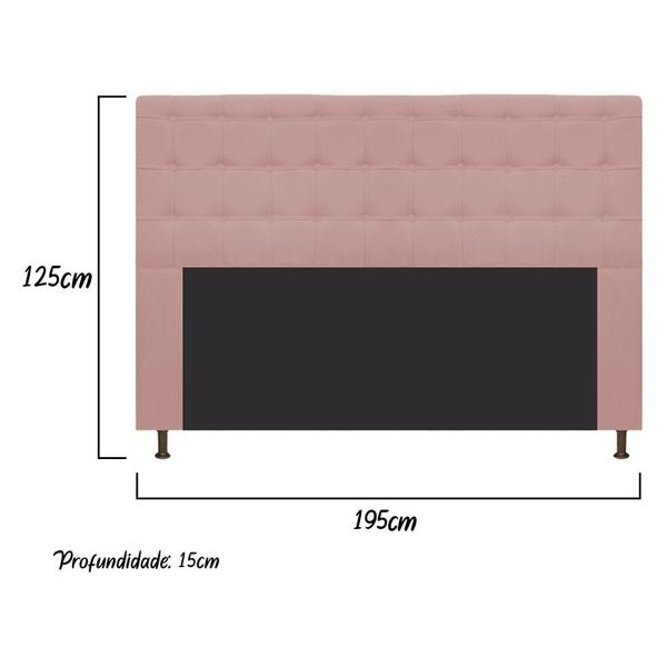 Imagem de Cabeceira Estofada Dama Capitonê 195 cm para Cama Box King Suede Rosê para Quarto - AM Decor