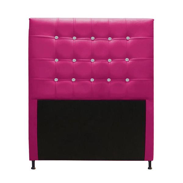 Imagem de Cabeceira Estofada Dama com Botões de Strass para Cama Box 100cm Solteiro Suede Pink