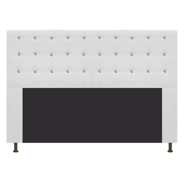 Imagem de Cabeceira Estofada Dama com Strass 140 cm para Cama Box de Casal Suede Branco para Quarto - AM Decor