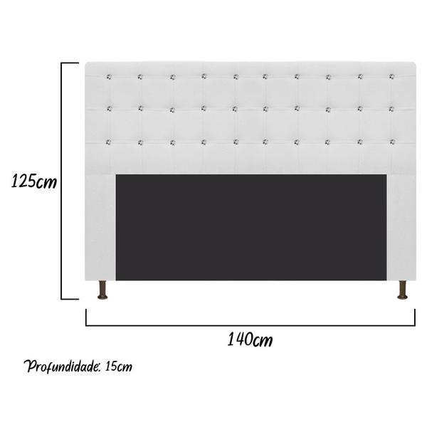 Imagem de Cabeceira Estofada Dama com Strass 140 cm para Cama Box de Casal Suede Branco para Quarto - AM Decor