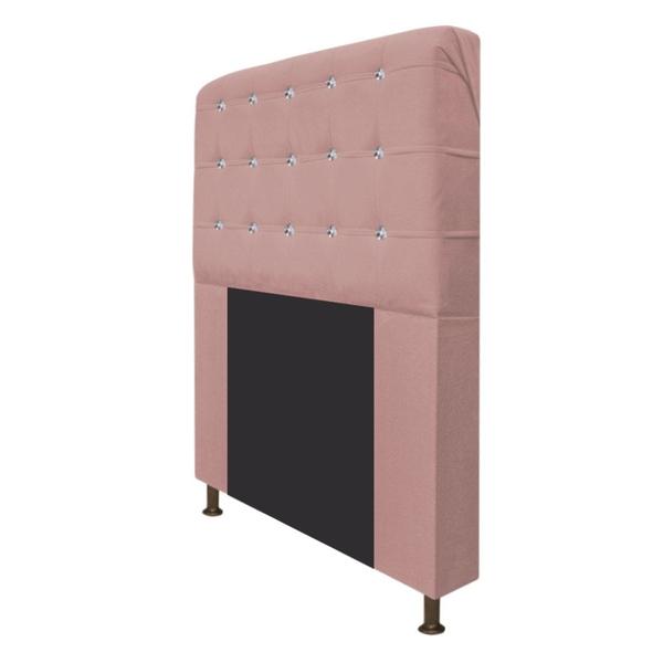 Imagem de Cabeceira Estofada Dama com Strass 195 cm para Cama Box King Suede Rosê para Quarto - AM Decor