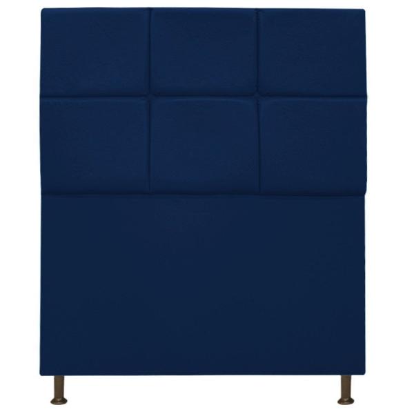 Imagem de Cabeceira Estofada Damares 100 cm para Cama Solteiro com Botonê Suede Azul Marinho