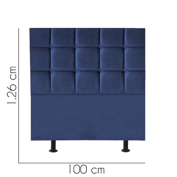 Imagem de Cabeceira Estofada Damares 100 cm Solteiro Quarto para Cama Box Suede Azul Marinho - KDAcanto Móveis