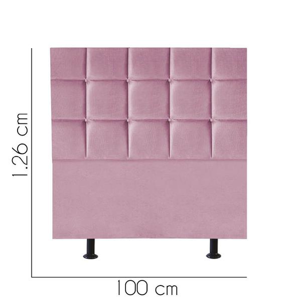 Imagem de Cabeceira Estofada Damares 100 cm Solteiro Quarto para Cama Box Suede Rosa Bebê - Damaffê Móveis