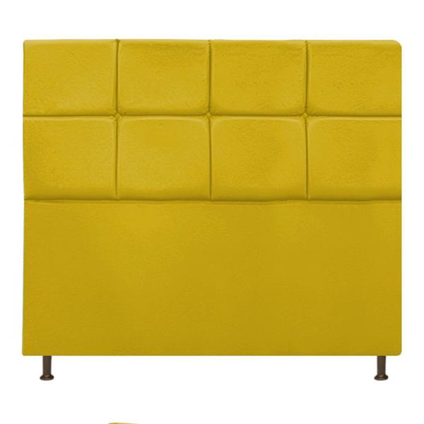 Imagem de Cabeceira Estofada Damares 140 cm Casal Com Botonê  Suede Amarelo - Doce Sonho Móveis