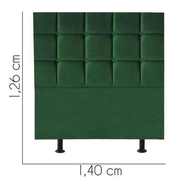 Imagem de Cabeceira Estofada Damares 140 cm Casal Quarto para Cama Box Suede Verde - KDAcanto Móveis