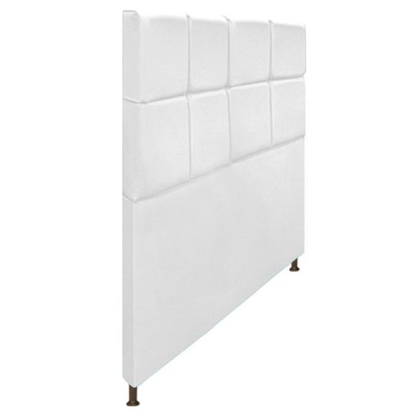 Imagem de Cabeceira Estofada Damares 140 cm para Cama Casal com Botonê  Suede Branco