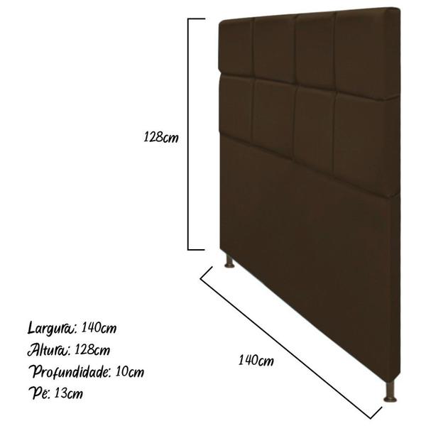 Imagem de Cabeceira Estofada Damares 140cm Casal Botonê material sintético Marrom - Damaffê Móveis