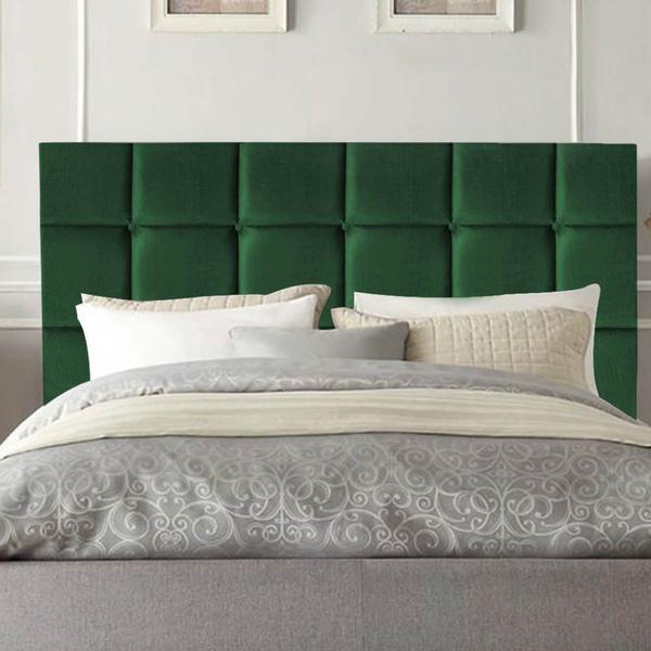 Imagem de Cabeceira Estofada Damares 160 cm Queen Size Quarto para Cama Box Suede Verde - Damaffê Móveis