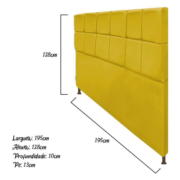 Imagem de Cabeceira Estofada Damares 195 cm King Size Com Botonê Suede Amarelo - Doce Sonho Móveis