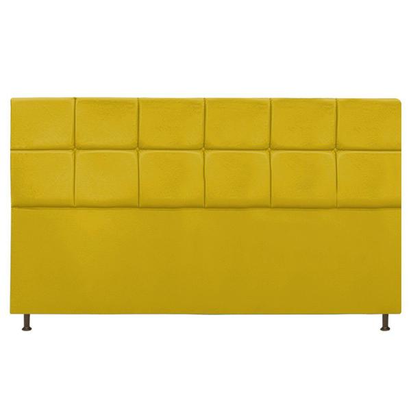 Imagem de Cabeceira Estofada Damares 195 cm King Size Com Botonê Suede Amarelo - Doce Sonho Móveis