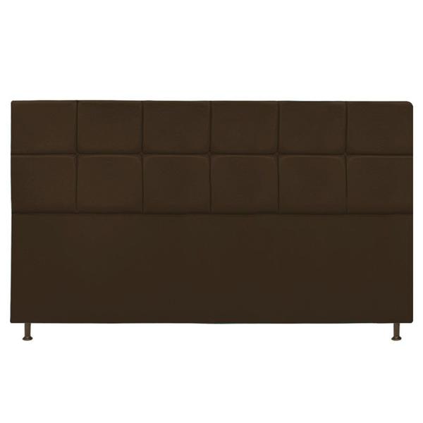 Imagem de Cabeceira Estofada Damares 195 cm King Size Com Botonê Suede Marrom - Doce Sonho Móveis