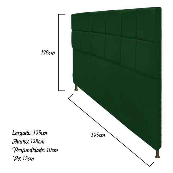 Imagem de Cabeceira Estofada Damares 195 cm King Size Com Botonê Suede Verde - Doce Sonho Móveis