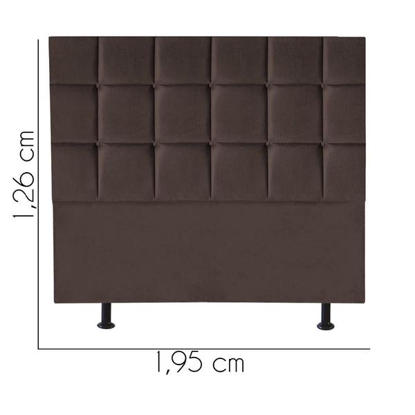 Imagem de Cabeceira Estofada Damares 195 cm King Size Quarto para Cama Box material sintético Marrom - KDAcanto Móveis