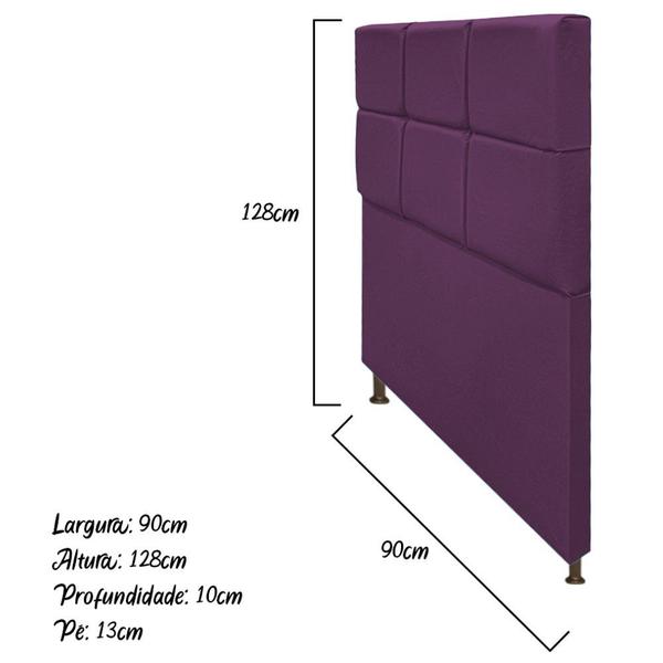 Imagem de Cabeceira Estofada Damares 90 cm Solteiro Com Botonê  Suede Roxo - Doce Sonho Móveis