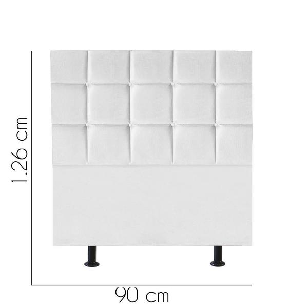 Imagem de Cabeceira Estofada Damares 90 cm Solteiro Quarto para Cama Box material sintético Branco - Damaffê Móveis