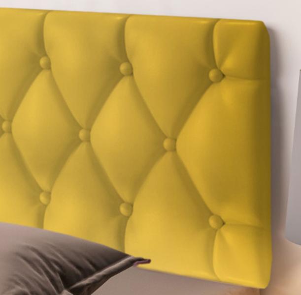 Imagem de Cabeceira Estofada de Cama Box Casal 140 x 55 cm Paris Amarelo - MagL