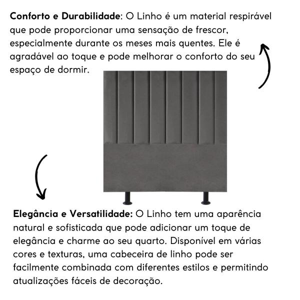 Imagem de Cabeceira Estofada de Cama Casal 140 cm Sophia Carla Linho