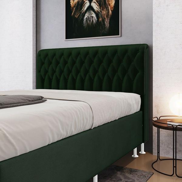 Imagem de Cabeceira Estofada Decorativa Bellatrix 160 para Cama Queen Sued Verde Aradecor