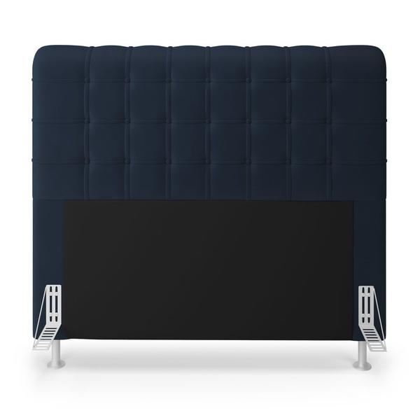 Imagem de Cabeceira Estofada Decorativa para Cama Box Dama 140 para Cama de Casal Suede Azul Marinho Aradecor