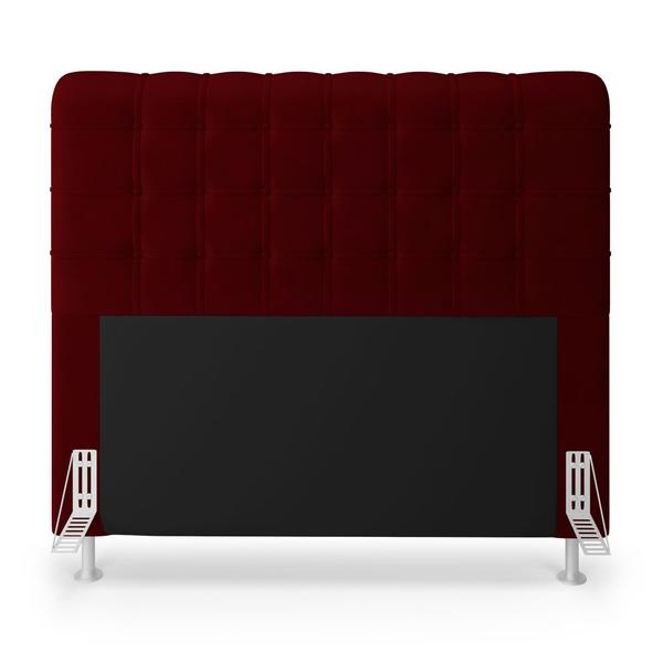 Imagem de Cabeceira Estofada Decorativa para Cama Box Rana 140 para Cama de Casal Suede Bordô Aradecor