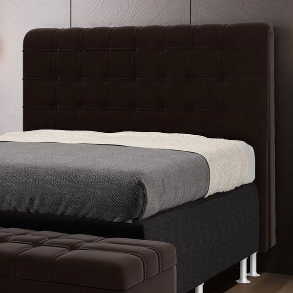 Imagem de Cabeceira Estofada Decorativa para Cama Box Rana 140 para Cama de Casal Suede Marrom Aradecor