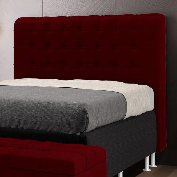 Imagem de Cabeceira Estofada Decorativa para Cama Box Rana 195 para Cama King Suede Bordô Aradecor