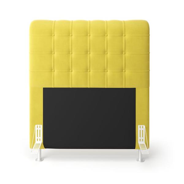 Imagem de Cabeceira Estofada Decorativa para Cama Box Rana 90 para Cama de Solteiro Suede Amarelo Aradecor