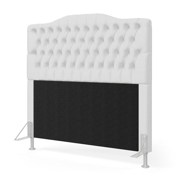 Imagem de Cabeceira Estofada Decorativa Pollux 140 para Cama de Casal Couro Branco Aradecor