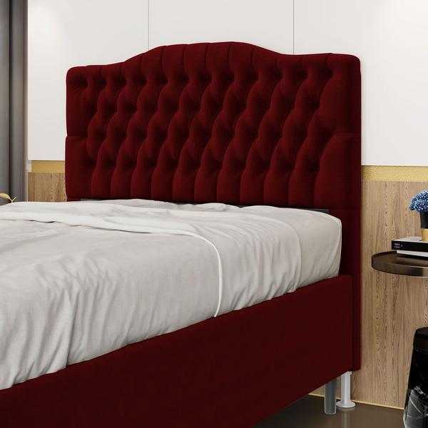 Imagem de Cabeceira Estofada Decorativa Pollux 195 para Cama King Sued Vermelho Aradecor