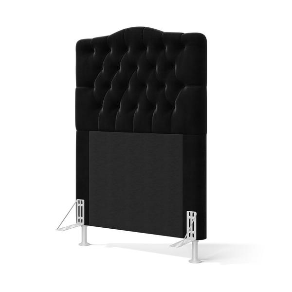 Imagem de Cabeceira Estofada Decorativa Pollux 90 para Cama de Solteiro Sued Preto Aradecor