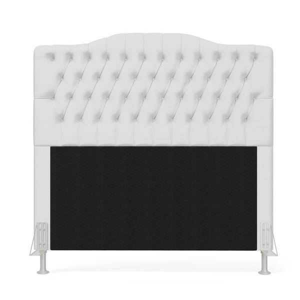 Imagem de Cabeceira Estofada Decorativa Pollux para Cama Box 140 para Cama de Casal Couro Branco Aradecor