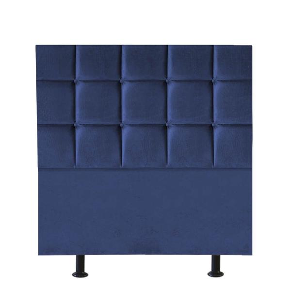 Imagem de Cabeceira Estofada Espanha 120cm Viúva Solteirão Para Cama Box Quarto Suede Azul Marinho - Ahazzo Móveis