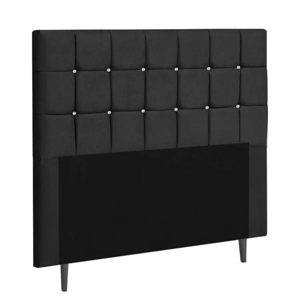 Imagem de Cabeceira Estofada Espanha 140CM Casal Strass Suede Preto - D A DECOR