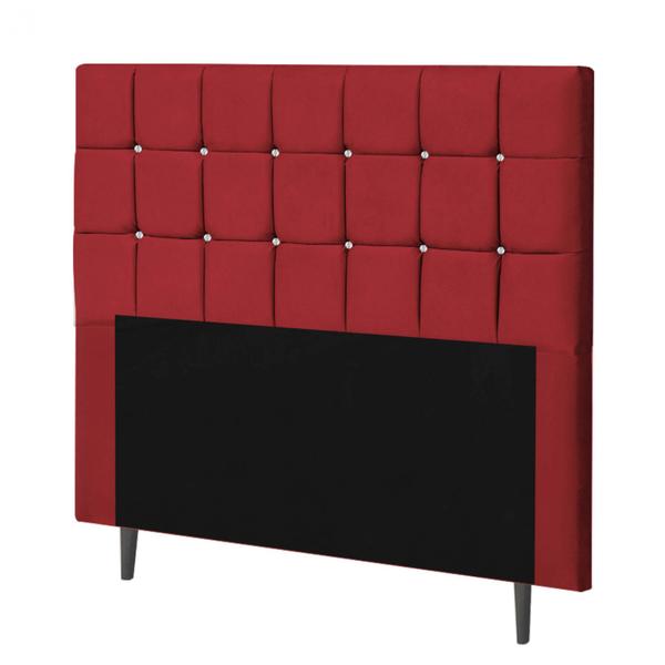 Imagem de Cabeceira Estofada Espanha 140CM Casal Strass Suede Vermelho - D A DECOR