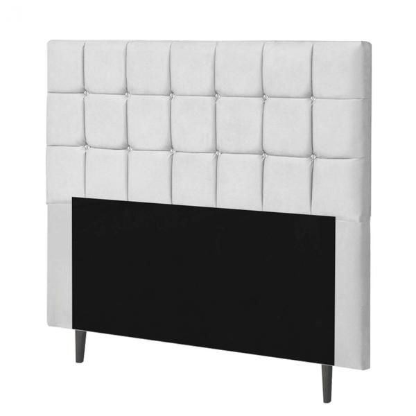 Imagem de Cabeceira Estofada Espanha 195CM King Strass Suede Branco - D A DECOR