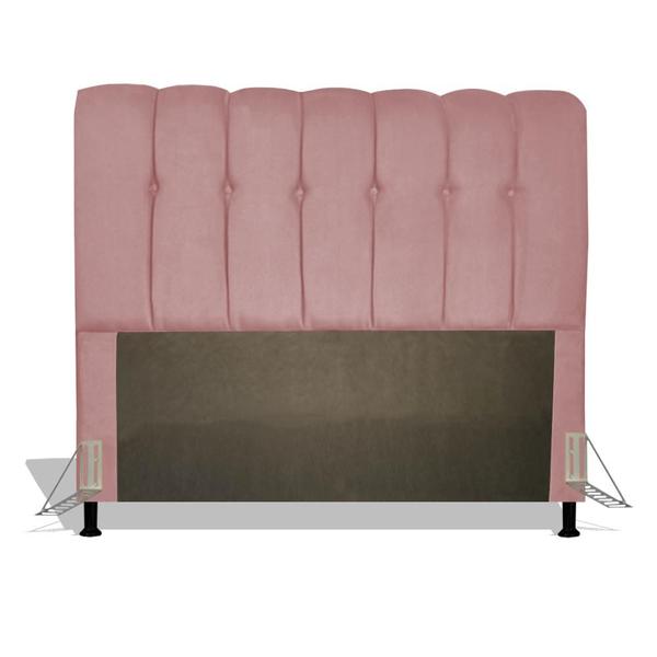 Imagem de Cabeceira Estofada Florença 140 cm Para Cama Box Quarto Casal Luxo MV Estofados Suede Rose