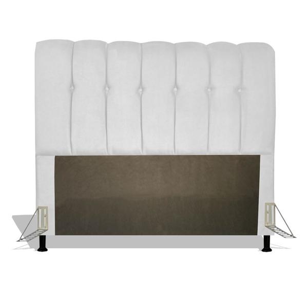 Imagem de Cabeceira Estofada Florença 195 cm Para Cama Box Quarto King Size Luxo MV Estofados Sintético Branco