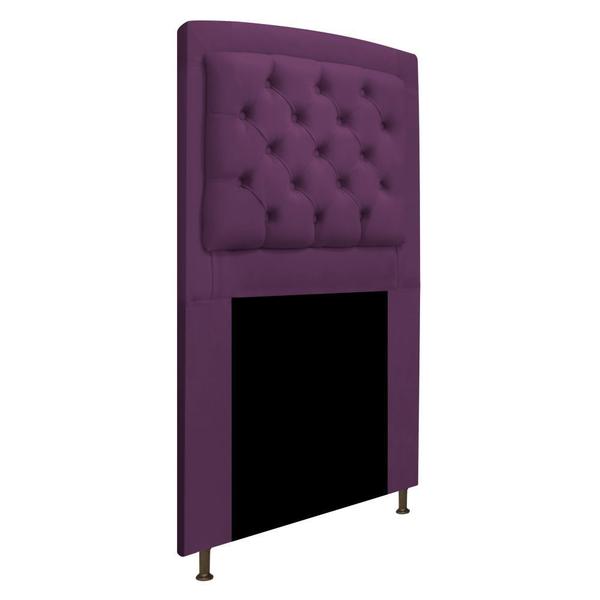 Imagem de Cabeceira Estofada Geovana 100 cm Solteiro Com Capitonê Suede Roxo - Damaffê Móveis