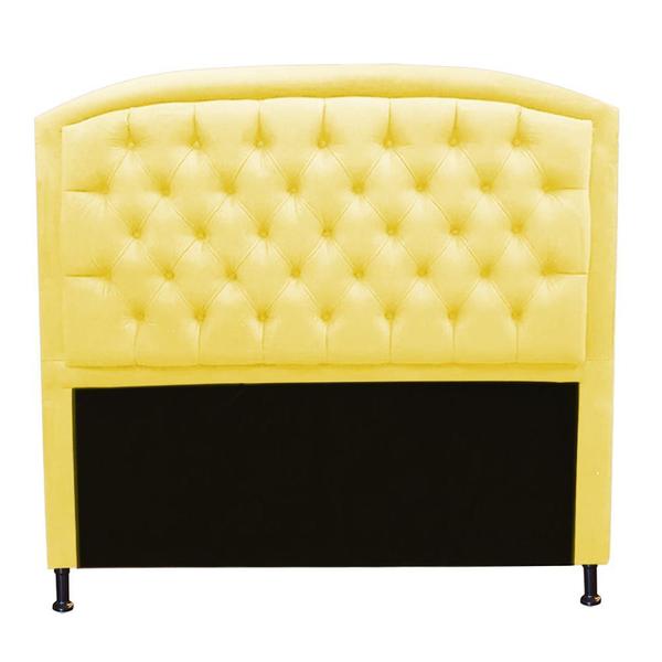 Imagem de Cabeceira Estofada Geovana 100 cm Solteiro Quarto para Cama Box Suede Amarelo - KDAcanto Móveis