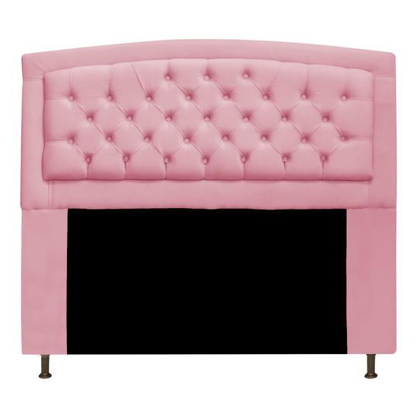 Imagem de Cabeceira Estofada Geovana 140 cm para Cama Casal Com Capitonê  Suede Rosa Bebê - Damaffê Móveis