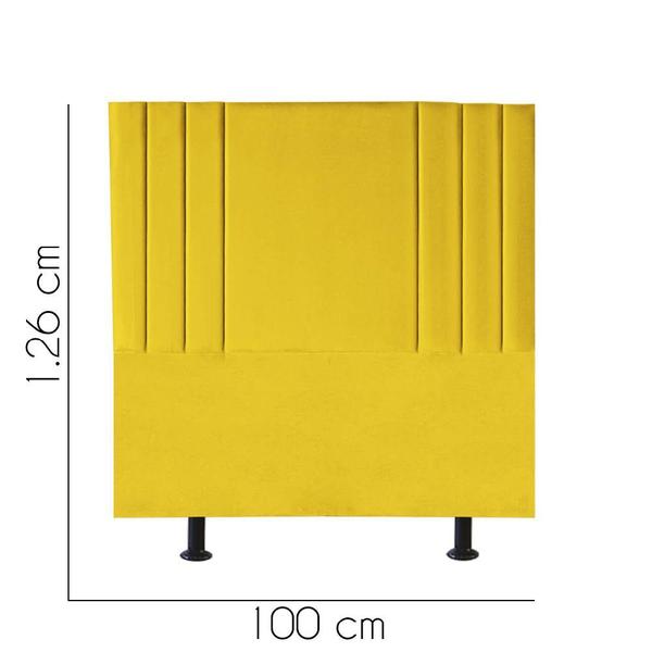 Imagem de Cabeceira Estofada Grécia 100 cm Solteiro Quarto para Cama Box Suede Amarelo - Damaffê Móveis