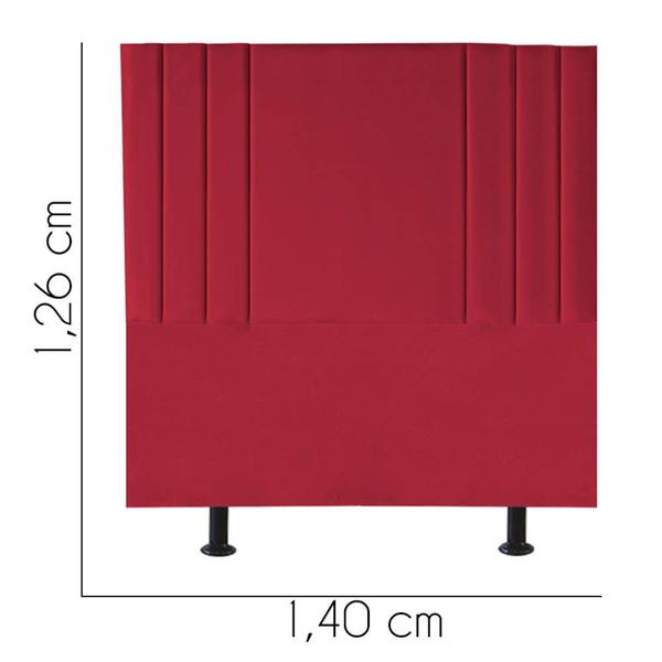 Imagem de Cabeceira Estofada Grécia 140 cm Casal Quarto para Cama Box Suede Vermelho - Damaffê Móveis