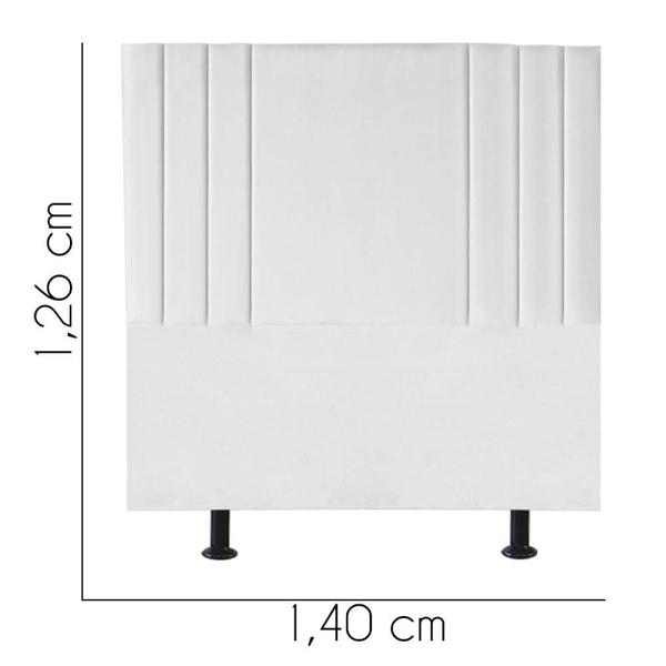 Imagem de Cabeceira Estofada Grécia 140cm Casal Para Cama Box Quarto Tecido Sintético Branco - Ahazzo Móveis