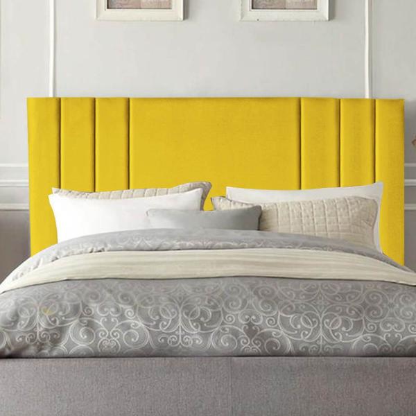 Imagem de Cabeceira Estofada Grécia 140CM Casal Suede Amarelo - D A DECOR