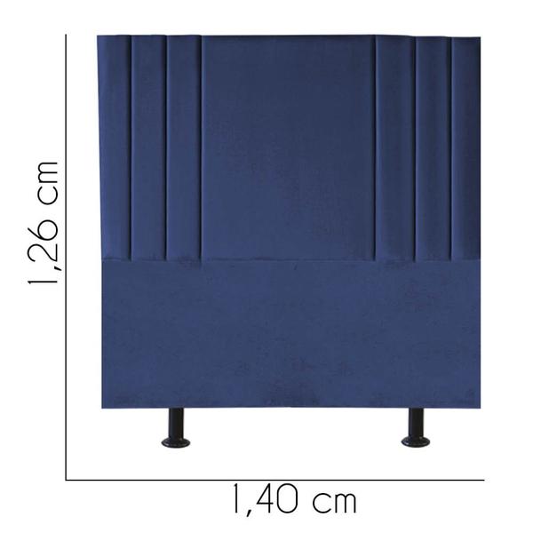 Imagem de Cabeceira Estofada Grécia 140CM Casal Suede Azul Marinho - D A DECOR